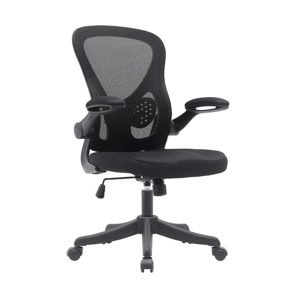 Techni Mobili Mesh Task Office Chair with Flip Up Arms Black - Techni Mobili: Ergonomic, Adjustable, Swivel, Nylon Frame