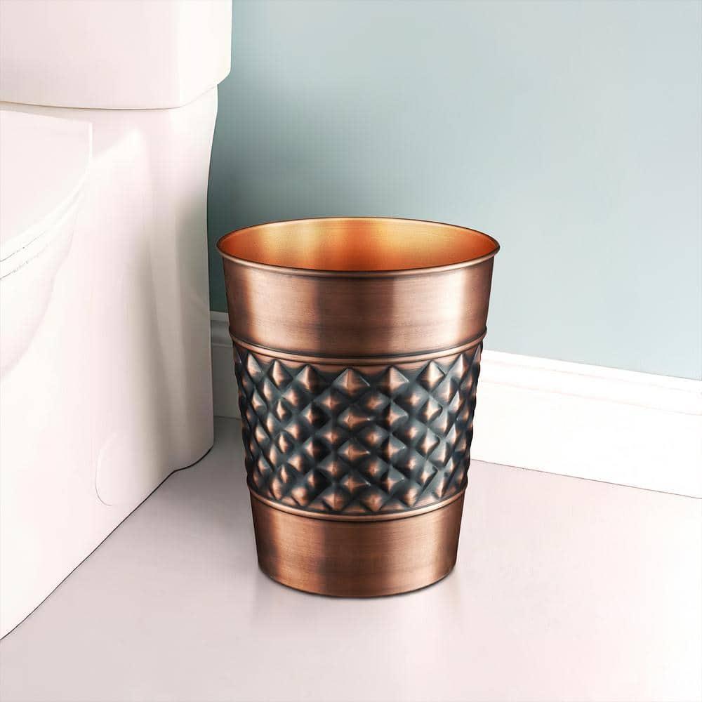 Monarch Abode Geometric Embossed Metal 1.7 Gallon Waste Basket