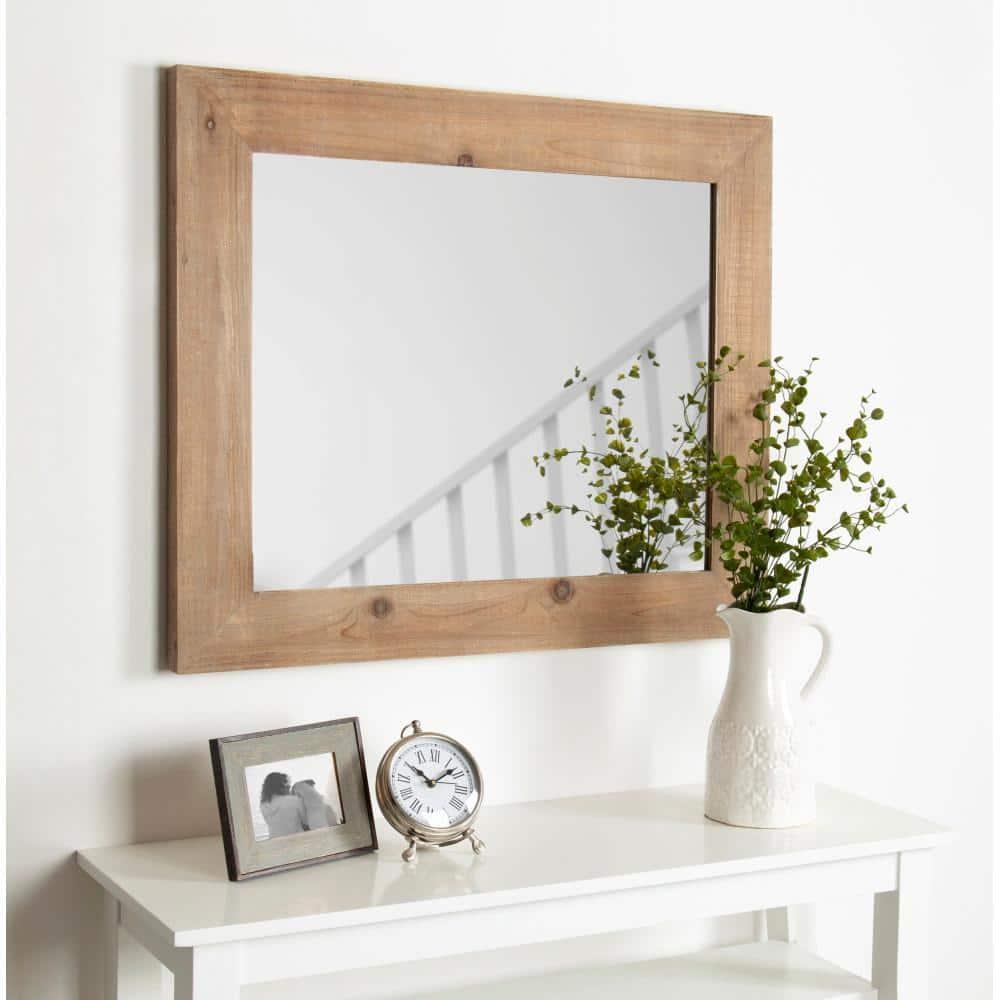 30" x 36" Garvey Wood Framed Wall Mirror Rustic Brown - Kate and Laurel