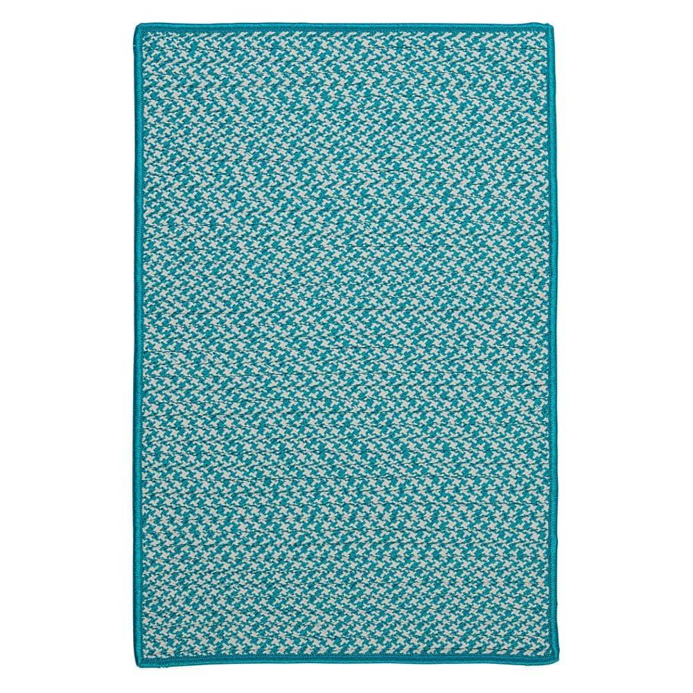 Outdoor Houndstooth Tweed - Turquoise 7'x9'