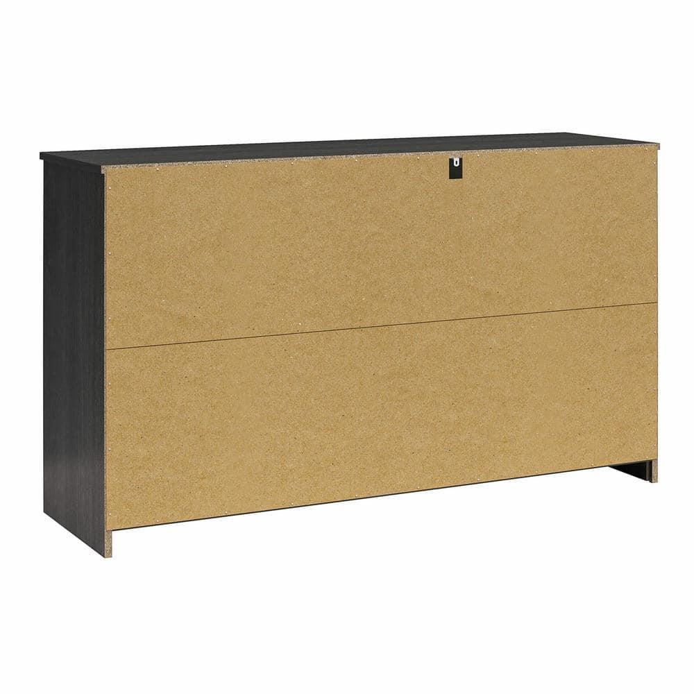 Ameriwood Home BrEZ Build Collection Pearce Wide 6 Drawer Dresser, Black Oak