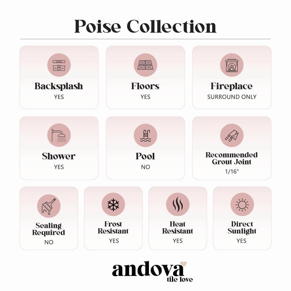 Poise 8-in. Zellige Look Glazed Porcelain Wall & Floor Tile