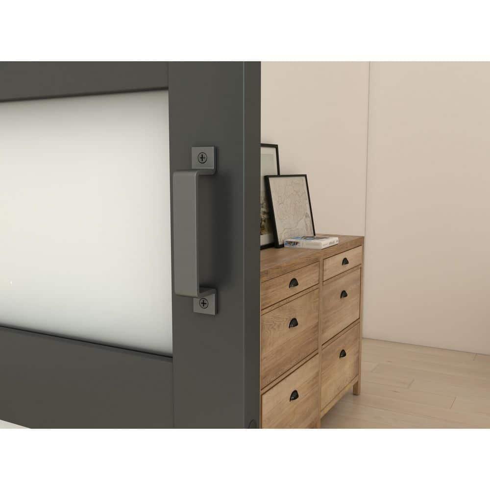 Calhome 5 Lite Tempered Frosted Glass Finished Composite Interior Sliding Barn Door with Hardware Kit