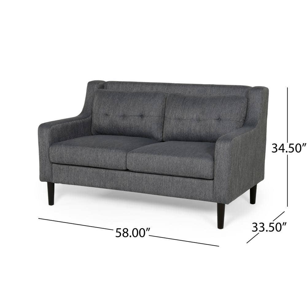 Noble House Kayden Indoor Contemporary Fabric Loveseat, Charcoal, Dark Brown