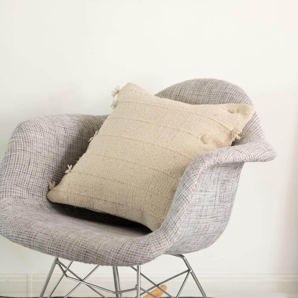 DEERLUX 16" Handwoven Cotton Throw Pillow Cover with Drawstring without Cushion, Natural & Reviews | Wayfair