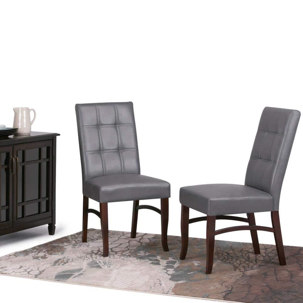 Simpli Home Ezra Dining Chair (Set of 2) in Stone Grey