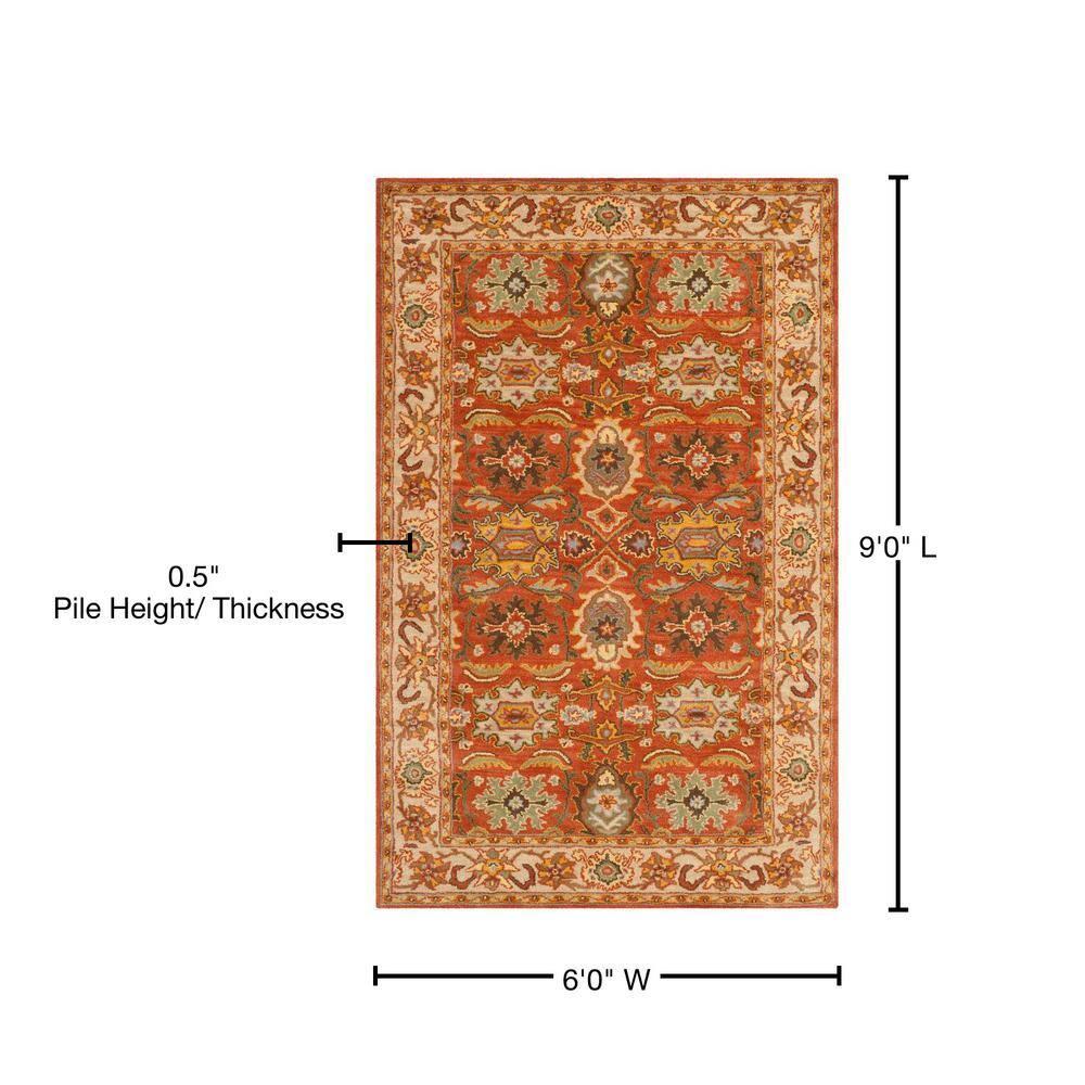 Heritage HG734 Handmade Area Rug - 6'x9' - Rust/Beige - Safavieh