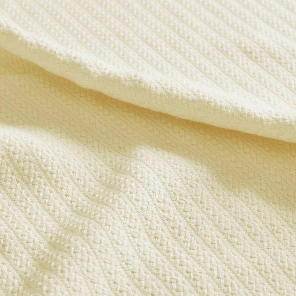Bed Blanket Liquid Cotton Full/Queen Ivory: Madison Park, Machine Washable, No Fill Lightweight