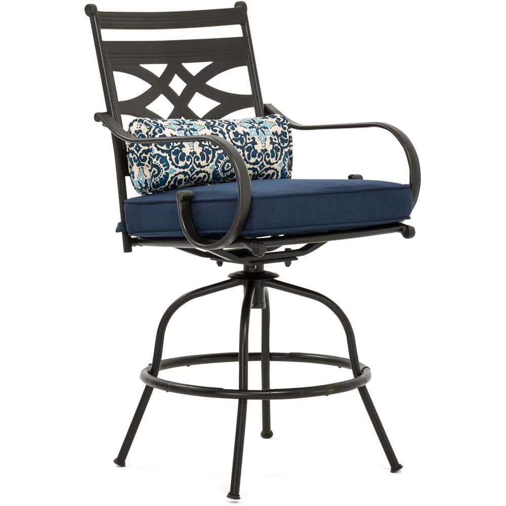 Hanover Montclair 3 Pcs Steel Outdoor High-Dining Set, Navy Blue
