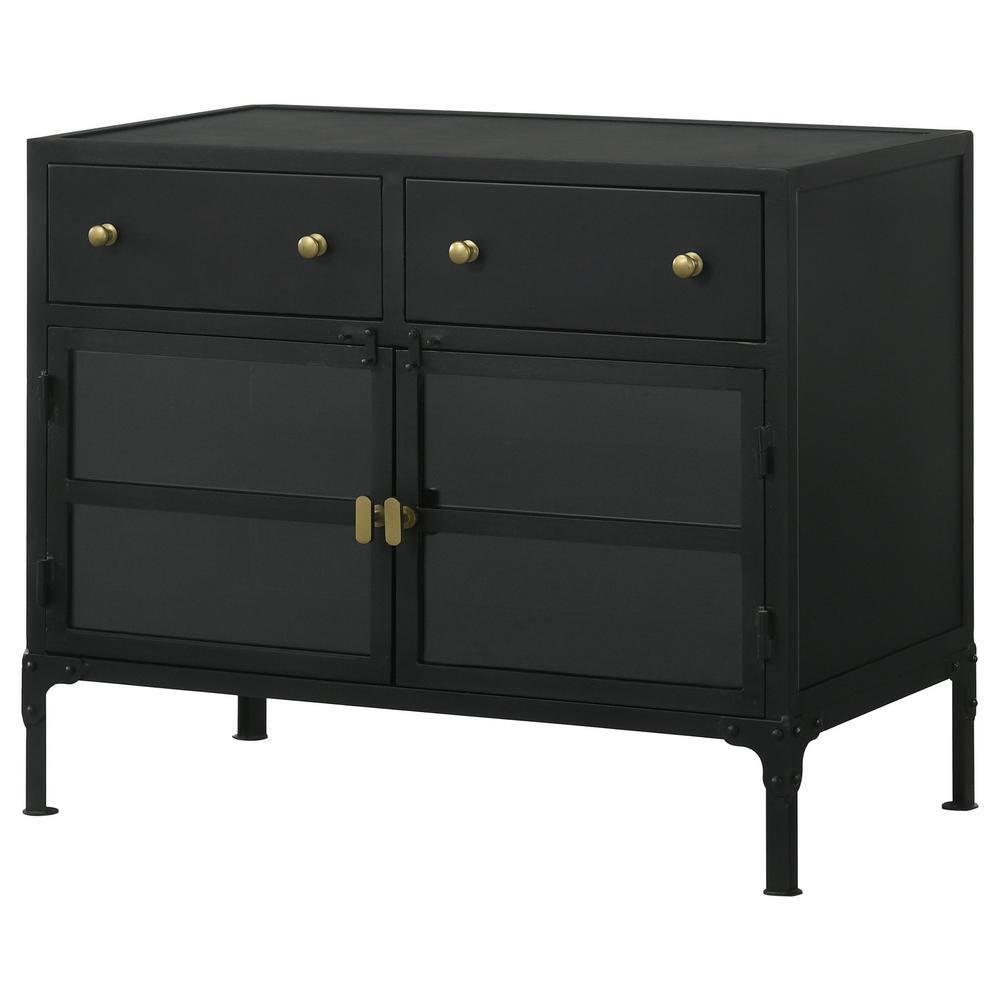 Coaster Sadler 2-drawer Metal Accent Cabinet with Glass Doors Black