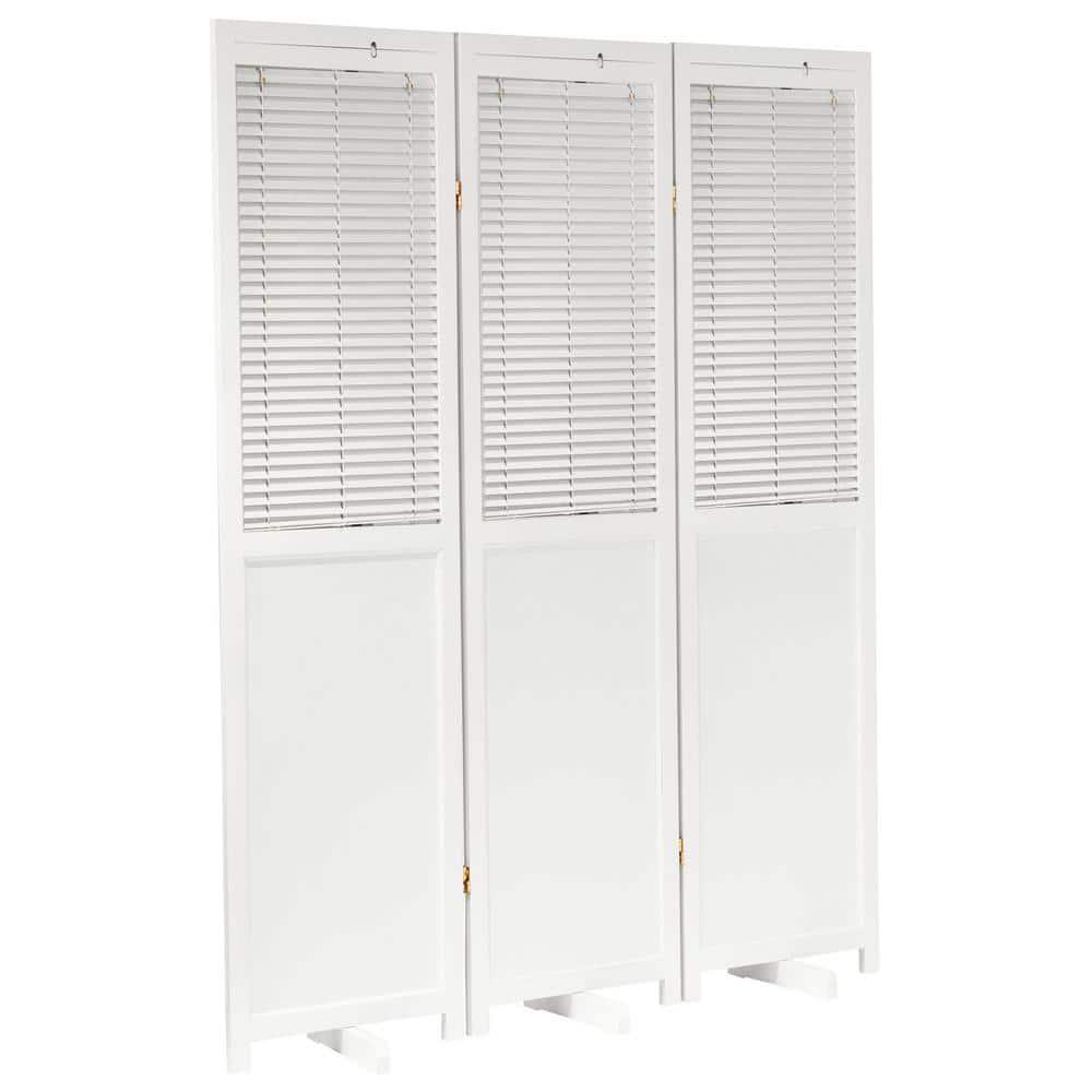 Oriental Furniture 6 ft. Tall Adjustable Shutter Room Divider White - 3 Panel