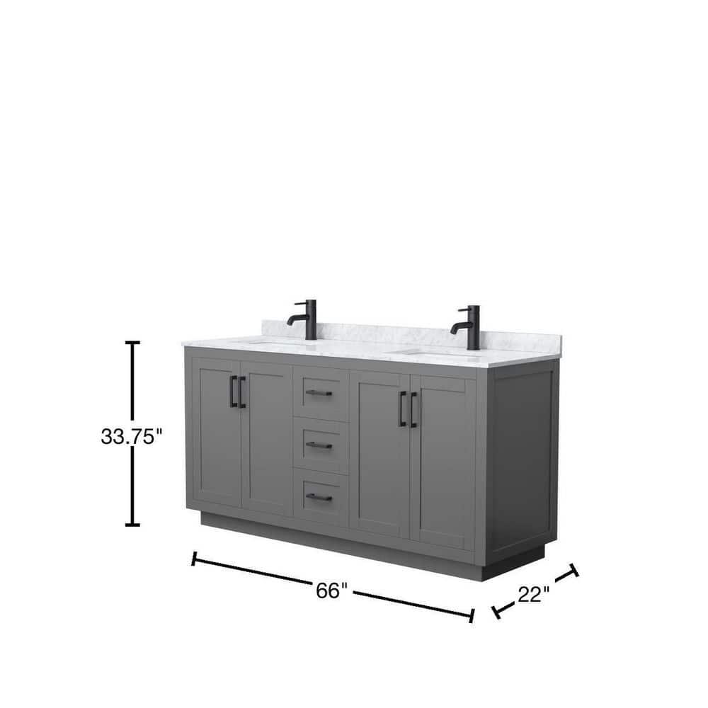 Wyndham Collection Miranda 66" Freestanding Double Bathroom Vanity with Marble Top | Wayfair