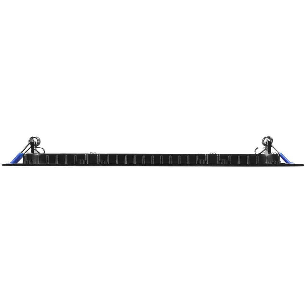 Maxxima 8 in. 5CCT Square Recessed LED Downlight, 1400 Lumens Slim Flat Panel Color Selectable 2700K/3000K/3500K/4000K/5000K, Dimmable, Canless IC Rated, Black Trim, J-Box Included