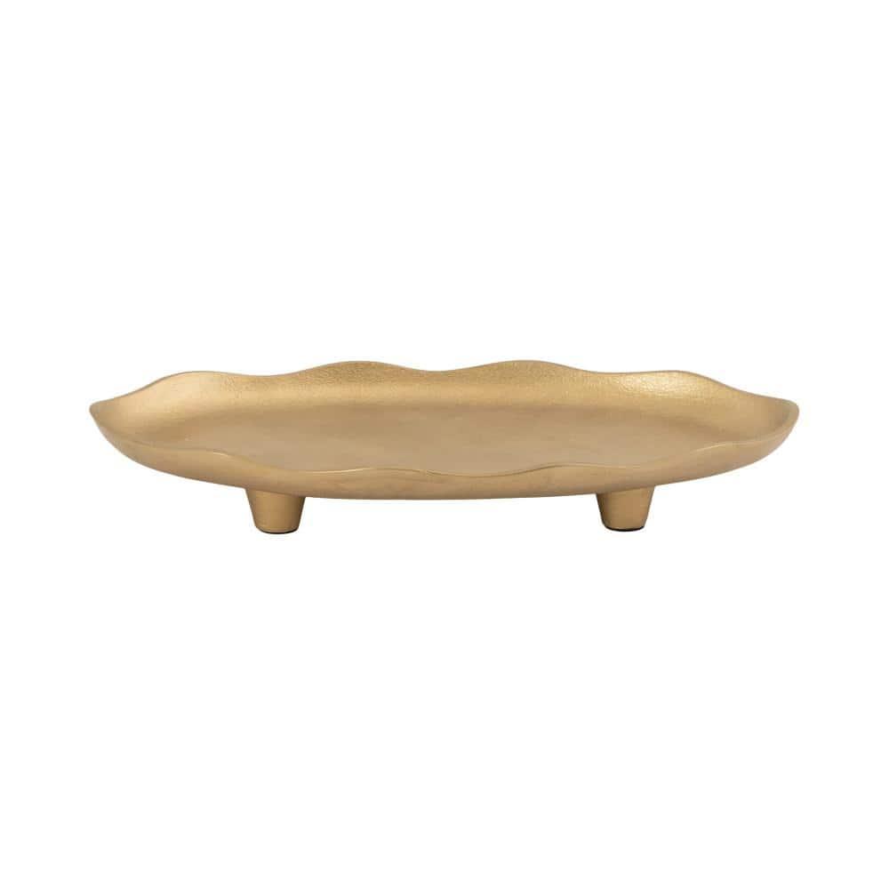 Kate and Laurel Alessia Oval Decorative Tray, 14x8, Gold