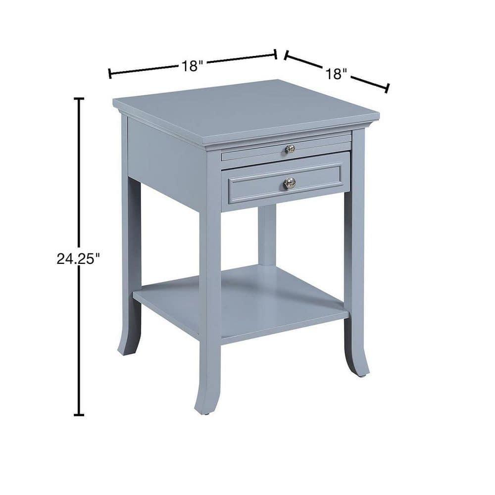 Convenience Concepts American Heritage Logan 1 Drawer End Table with Pull-Out Shelf, Gray