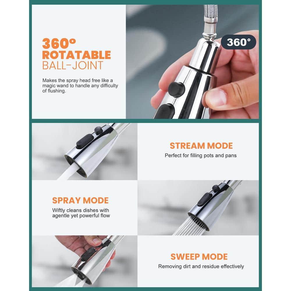 Touchless Kitchen Faucet Stainless Steel: WOWOW Smart Motion Sensor Kitchen Sink Faucet with Sprayer, Automatic Hand-Free Polished Chrome Kitchen Faucet for Sink 1 or 3 Hole