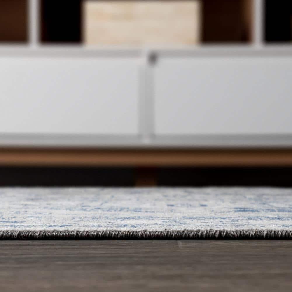 2'x8' Modern Persian Vintage Medallion Runner Rug, Light Grey/Navy - JONATHAN Y