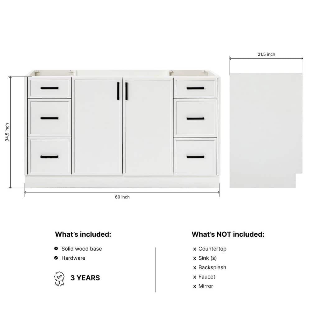 ARIEL Kelley 60 Single Bathroom Vanity Base Only