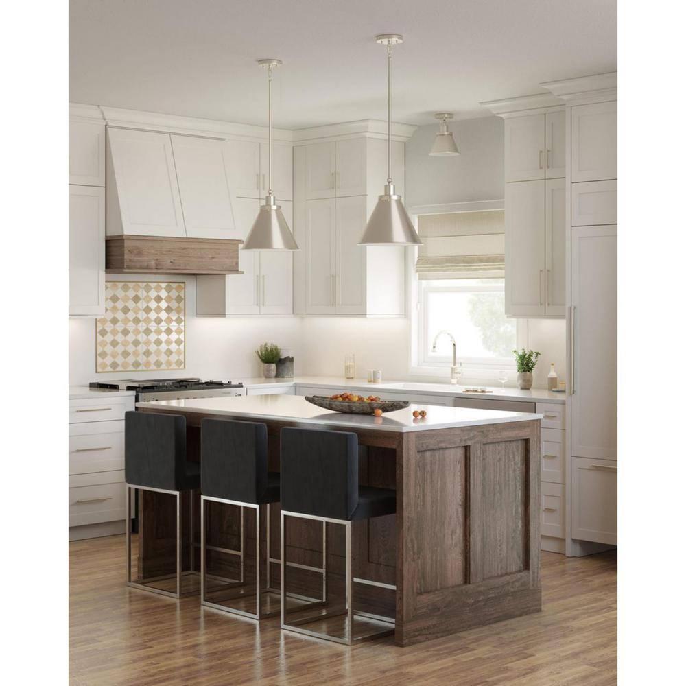 Progress Lighting, Hinton Collection, 1-Light, Semi-Flush Mount Ceiling Light, Brushed Nickel, Metal Shade