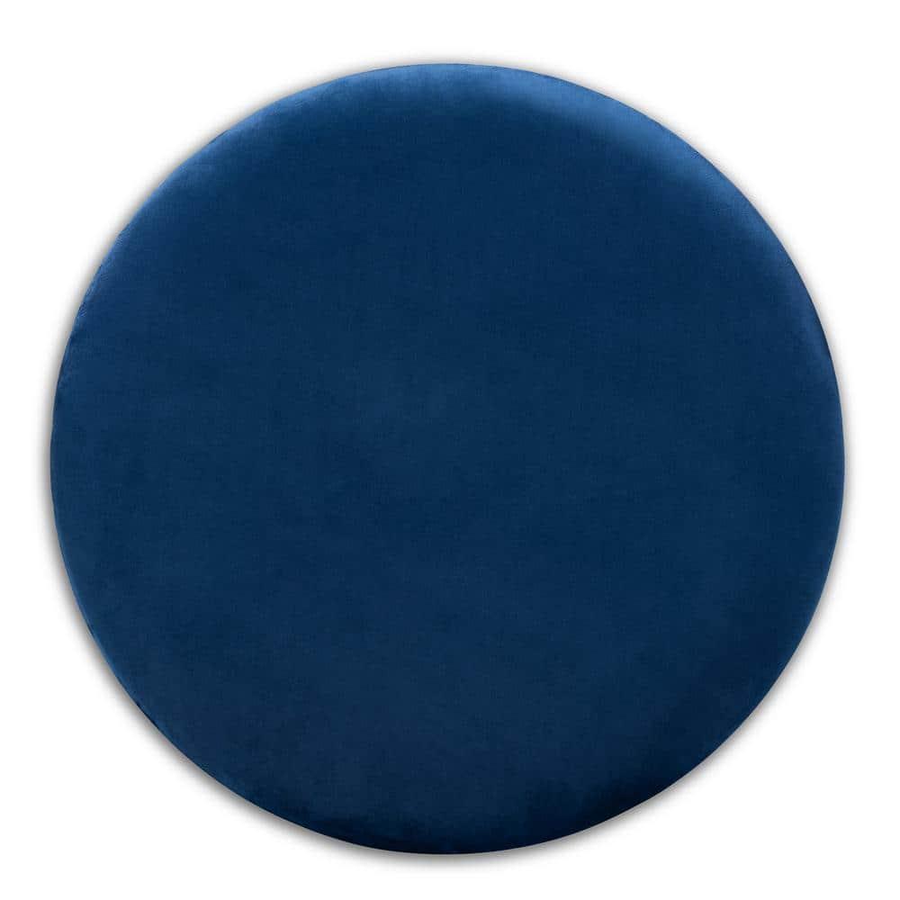 Marisa Navy Blue Velvet and Gold Storage Ottoman
