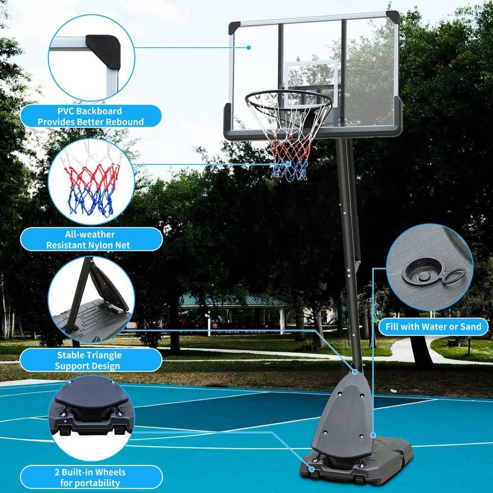 BTMWAY Portable Basketball Hoop Outdoor, 7.5-10 ft Height Adjustable Basketball Hoop Outdoor for Kids Youth and Adults in Backyard, Youth Basketball Goal with Wheels, Outdoor Play Equipment