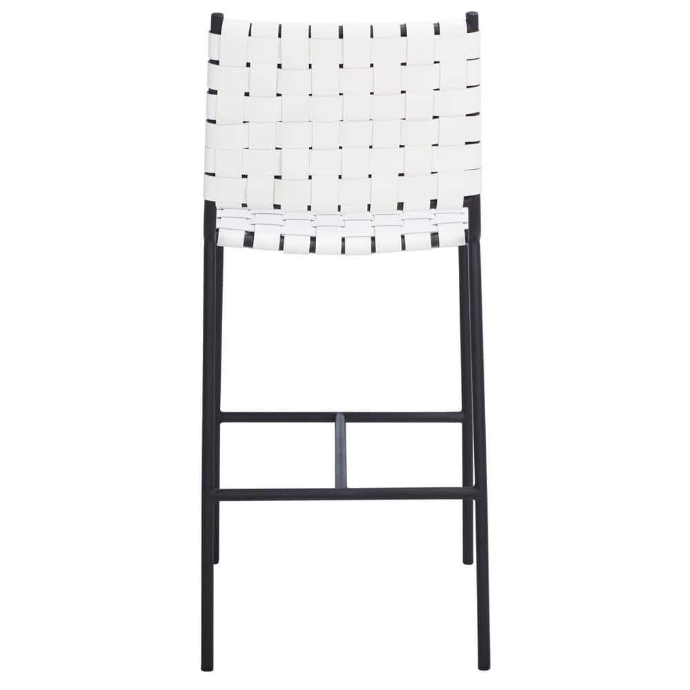 Olenna Woven Counter Stool - BST3011 - White/Black - Safavieh