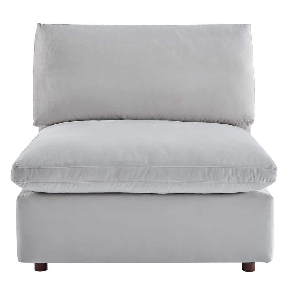 Modway Commix Down Filled Overstuffed Performance Velvet Armless Chair in Light Gray