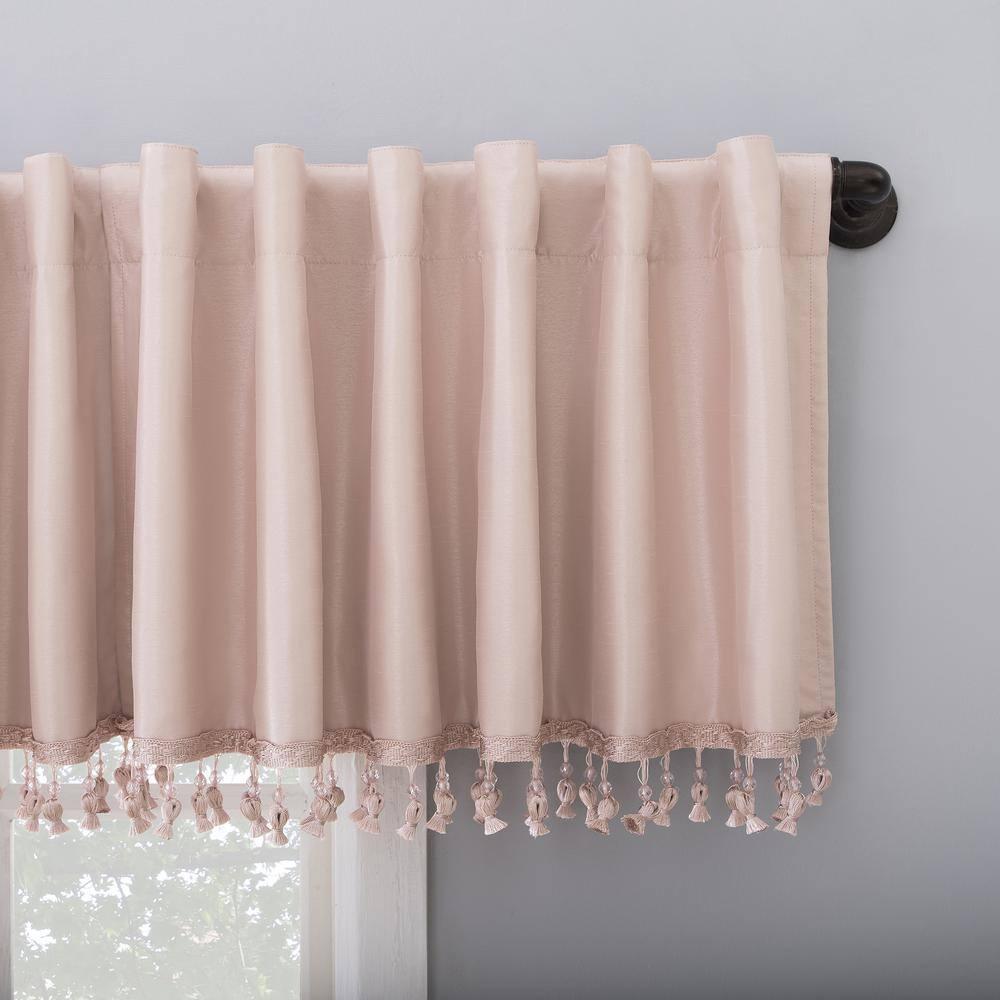 Sun Zero Sun Zero Evelina Faux Dupioni Silk Thermal Extreme 100% Blackout Back Tab Window Valance