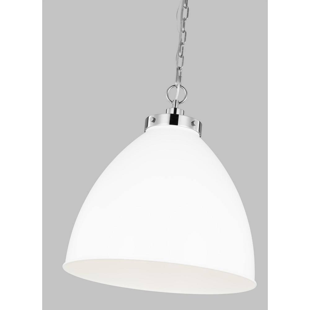 Elegant Matte White and Polished Nickel Bowl Pendant Light