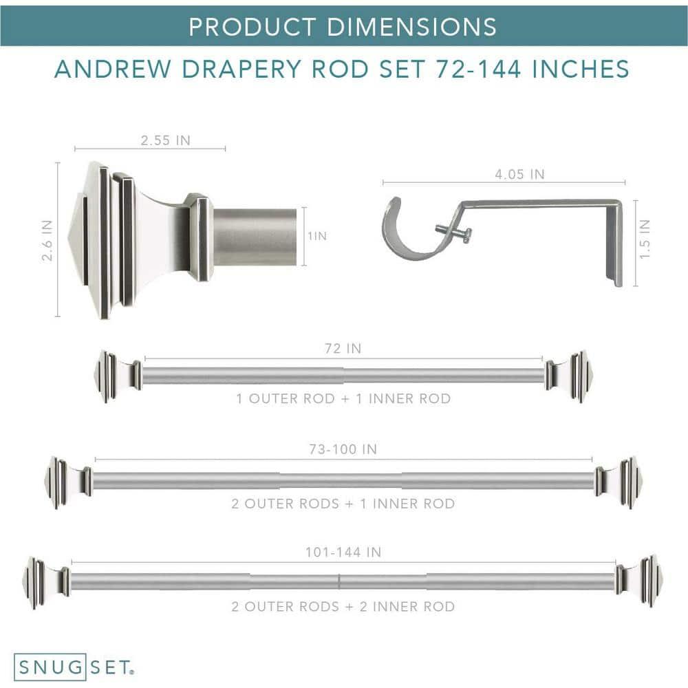 SnugSet Andrew Steel Adjustable Single Curtain Rod