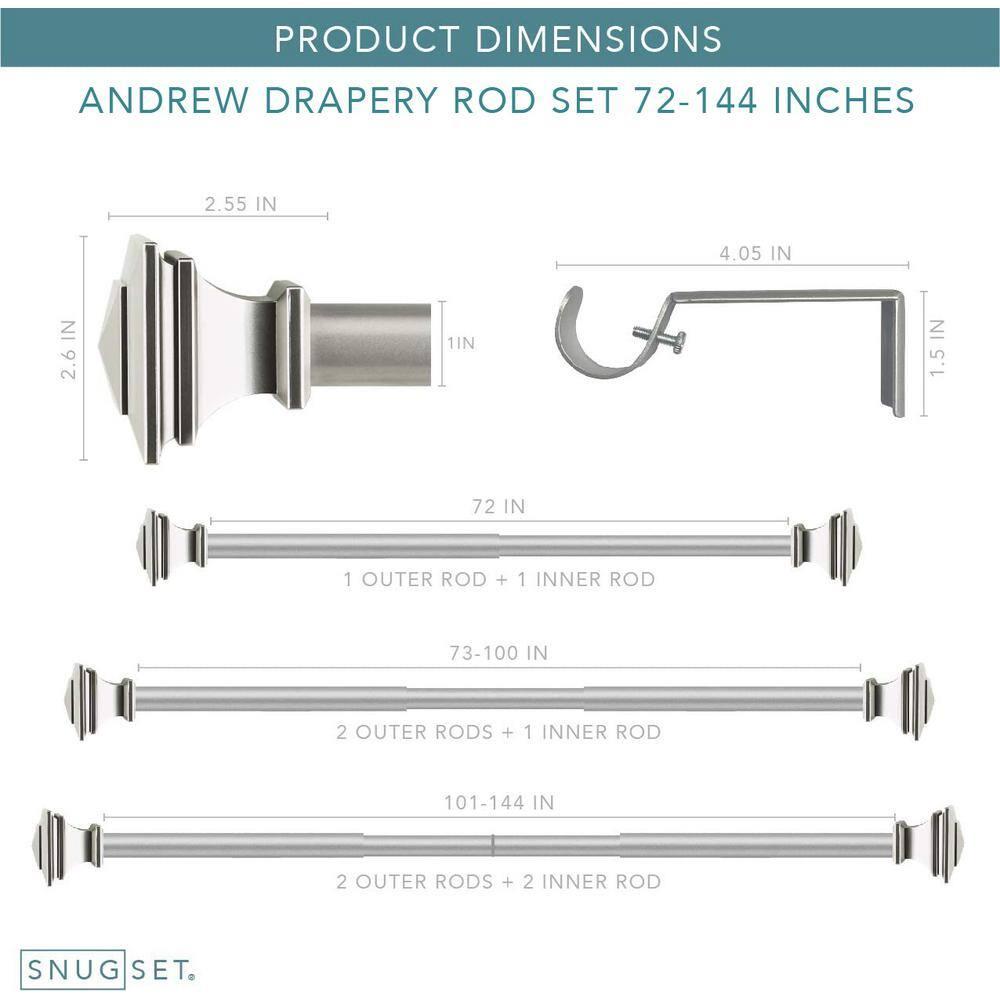 SnugSet Andrew Steel Adjustable Single Curtain Rod