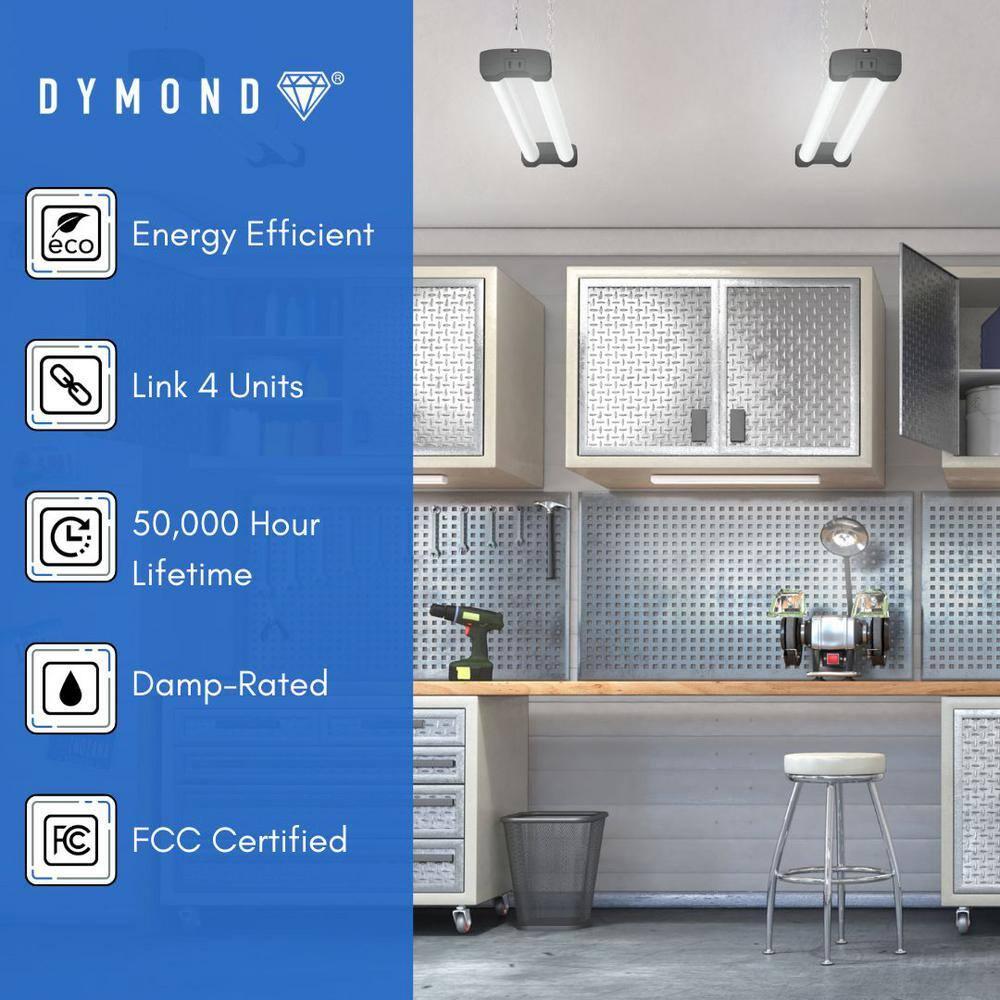 DYMOND 4 ft Linkable 40W LED Plug Flush Mount Shop Light Fixtures 4 Pack
