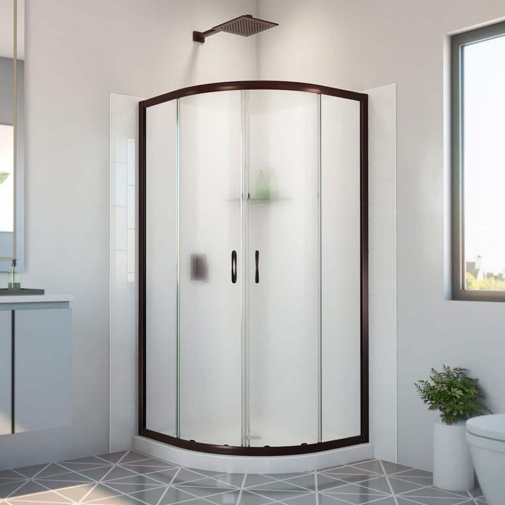 DreamLine Dreamline Prime 33 In. X 33 In. X 78 3/4 In. H Shower Enclosure, Base, And White Wall Kit In Chrome And Frosted Glass E2703333XFQ0006