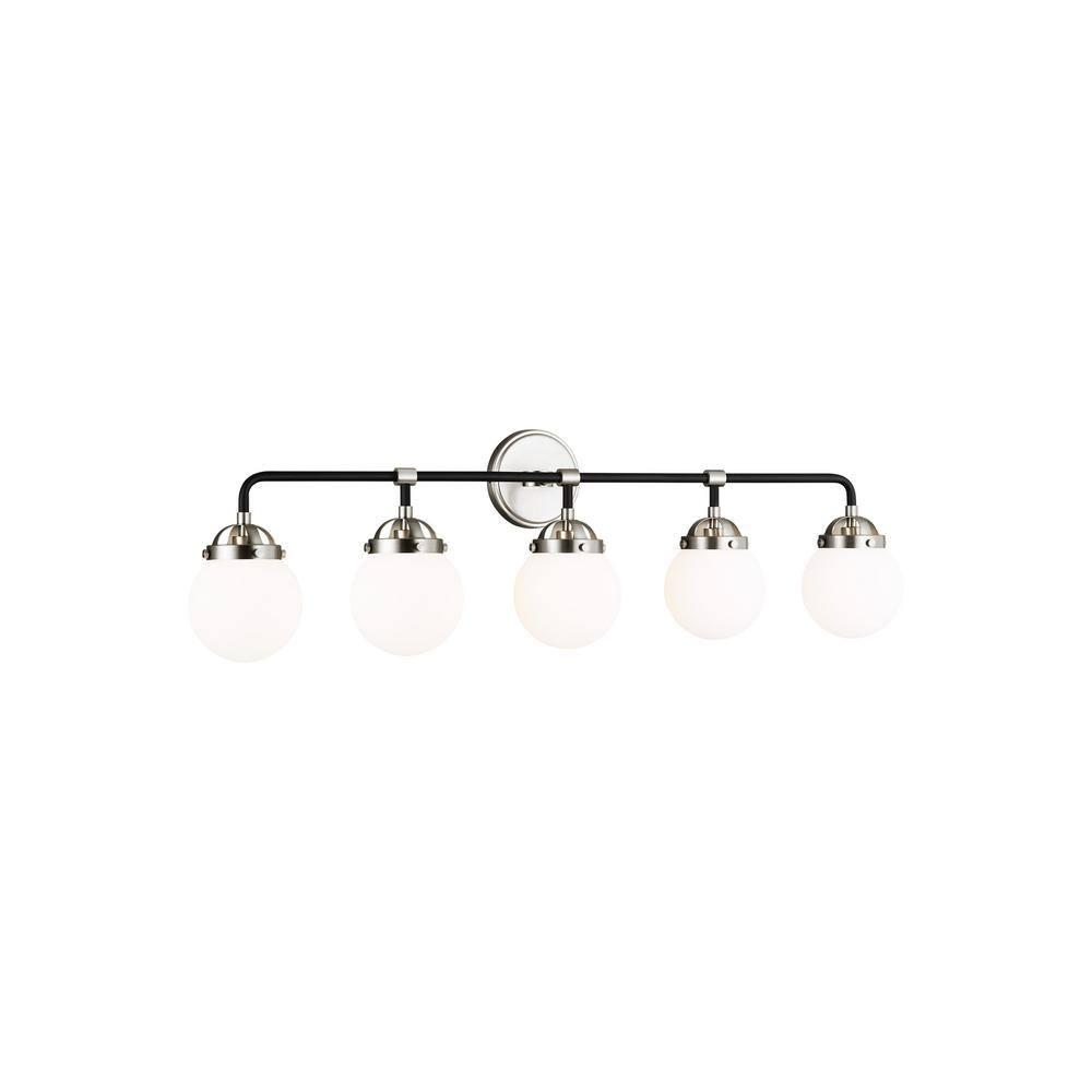 Generation Lighting Cafe 38.25-in 5 -Light Brushed Nickel Modern/contemporary Vanity light