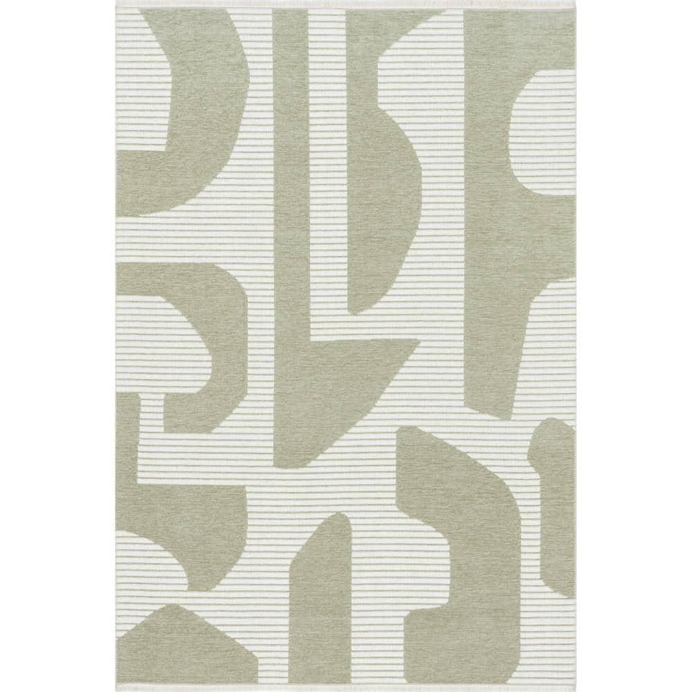 nuLOOM 4' x 6' Versa Collection Reversible SuperiorWash Machine Washable Stain-Resistant Indoor Area Rug, Grania Light Green
