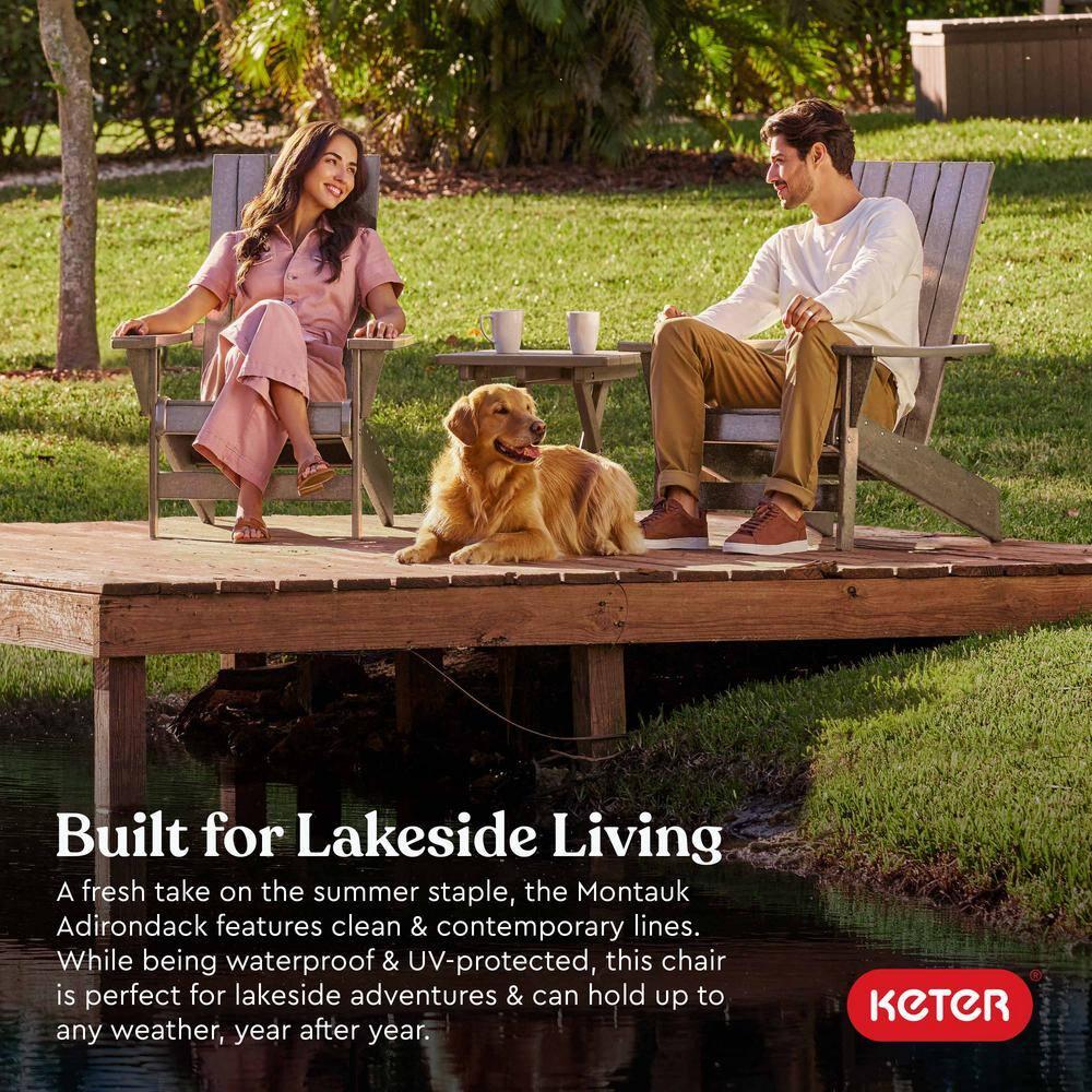 Keter Keter Montauk Adirondack Chair Modern Premium Weatherproof Outdoor Patio Furniture Ideal for Entertaining by the Pool or Backyard Fire Pit