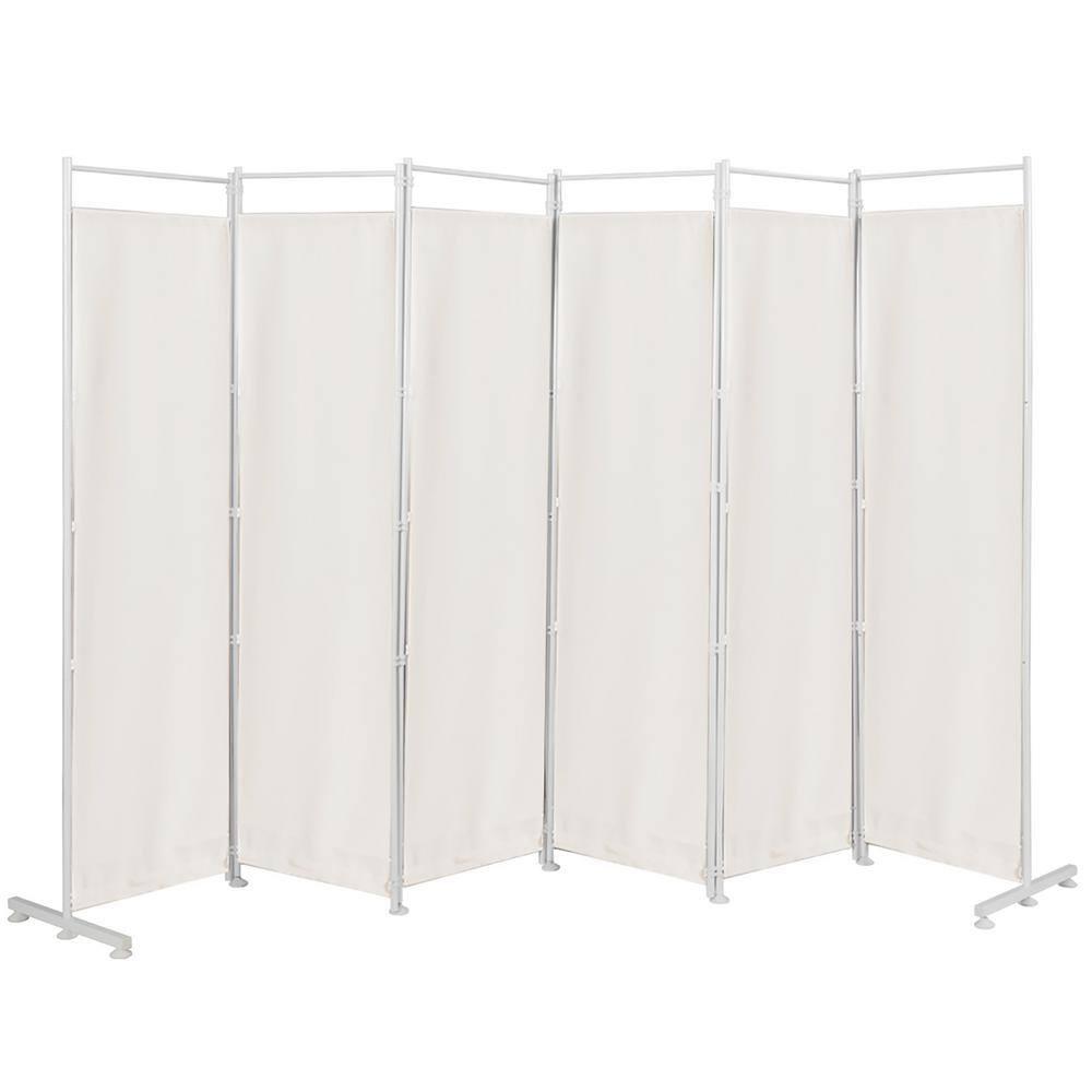 Costway 6-Panel Room Divider Folding Privacy Screen w/Steel Frame Decoration White
