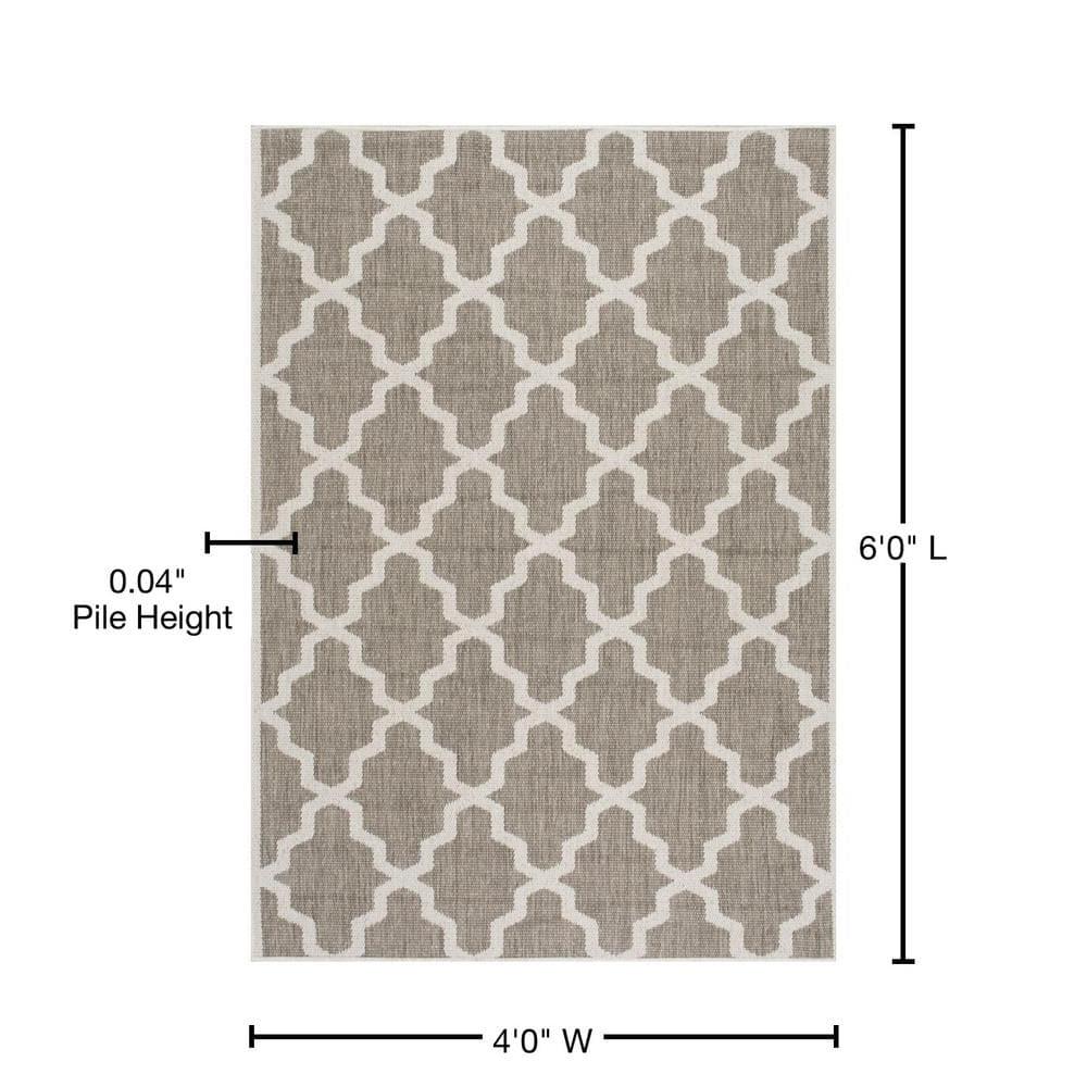 Nuloom Gina Trellis 4x6 Indoor/Outdoor Area Rug for Living Room Patio Deck Front Porch Kitchen, Taupe/Ivory