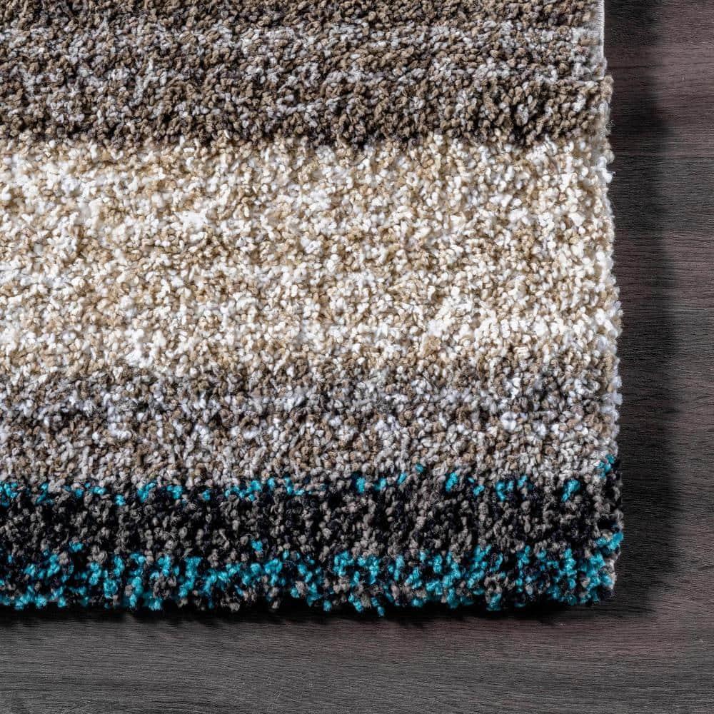 Nuloom Drey Striped Shag Indoor Area Rug, Runner 2' 6" x 10', Blue Multicolor