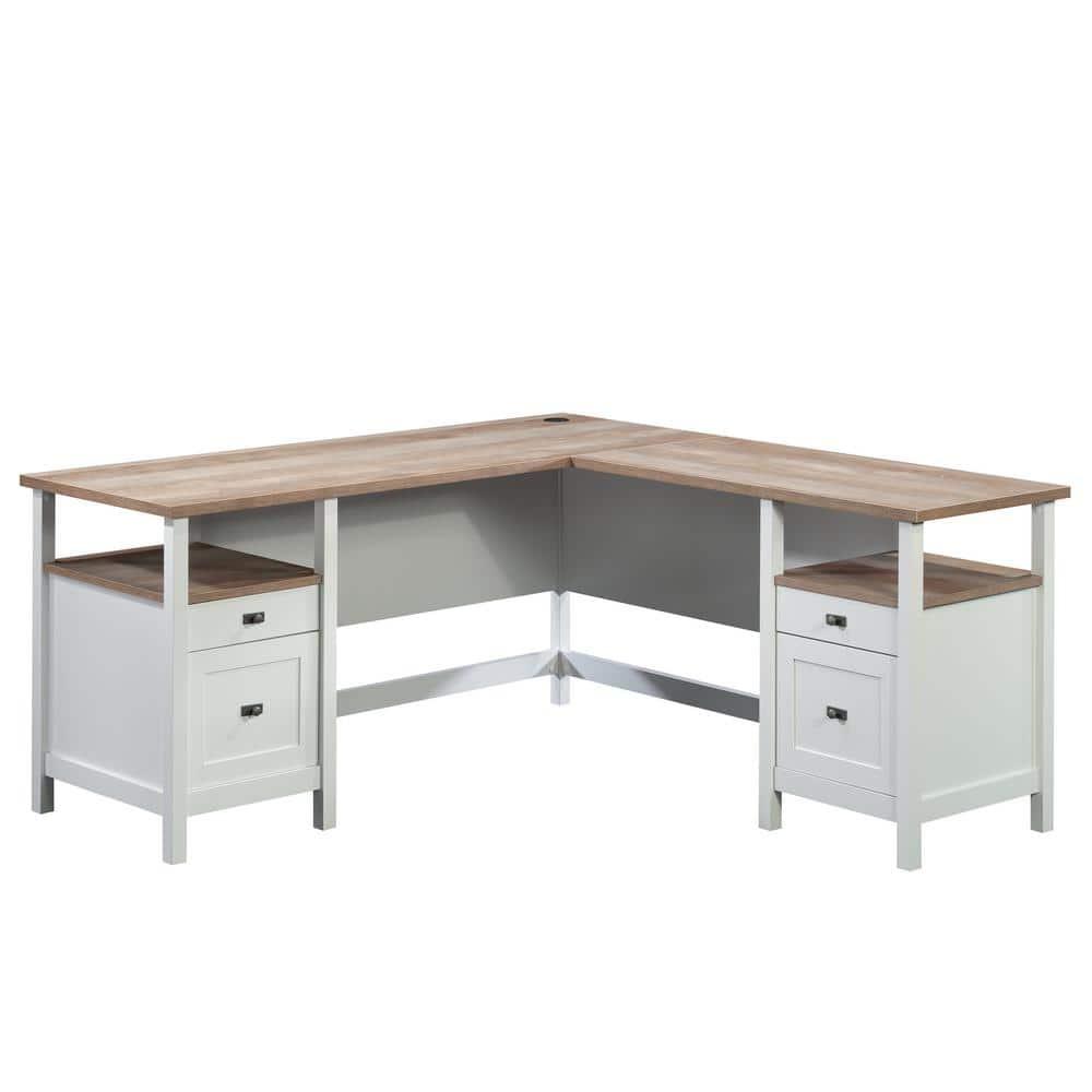 Sauder Cottage Road Engineered Wood L-Shaped Desk in White Finish