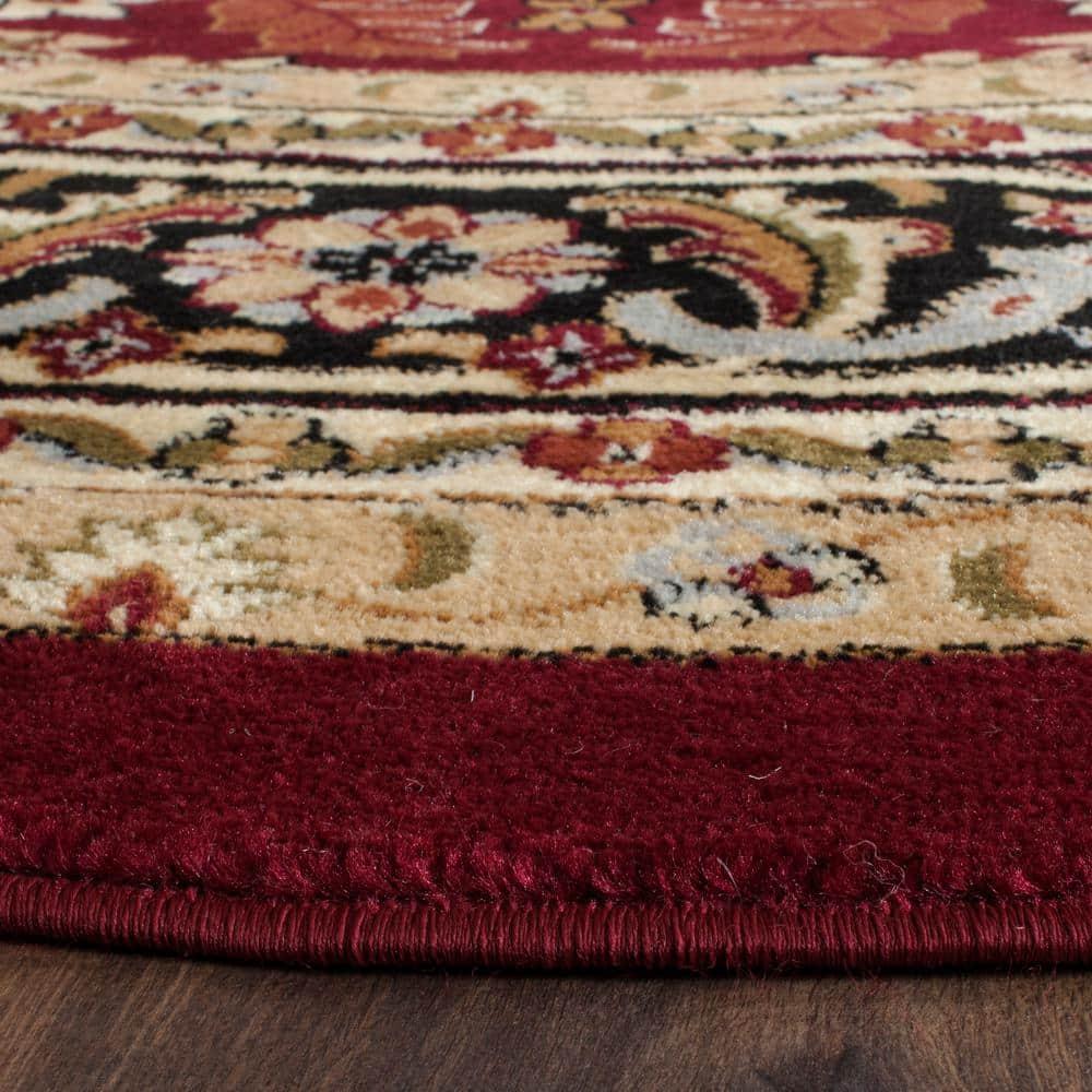 Lyndhurst Heriz LNH330 Power Loomed Area Rug - Red/Black - 8' Round - Safavieh
