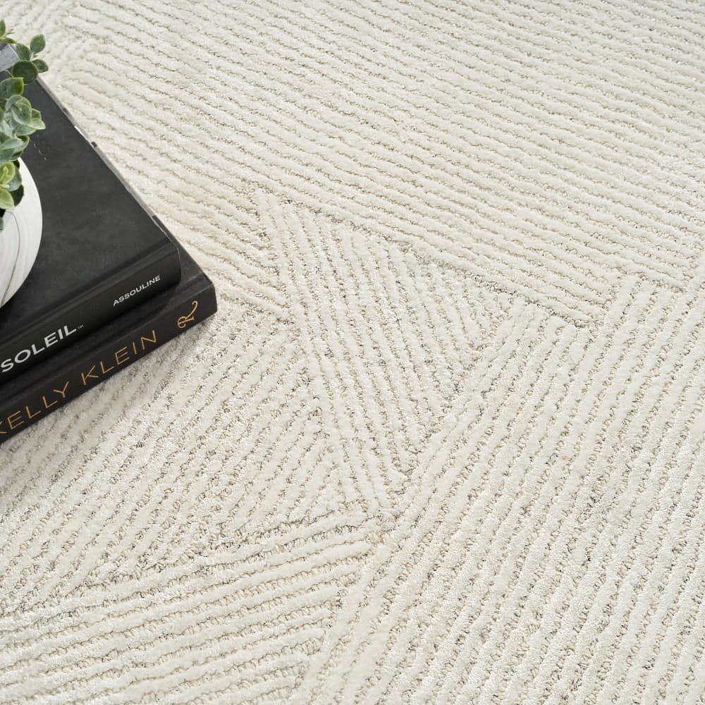 Ma30 Star Ivory 5 ft. x 7 ft. Textured Contemporary Area Rug