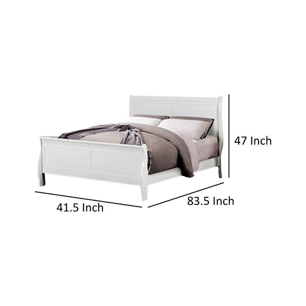 Ryla Bed, Sleigh Panel Headboard, Classic Solid Wood