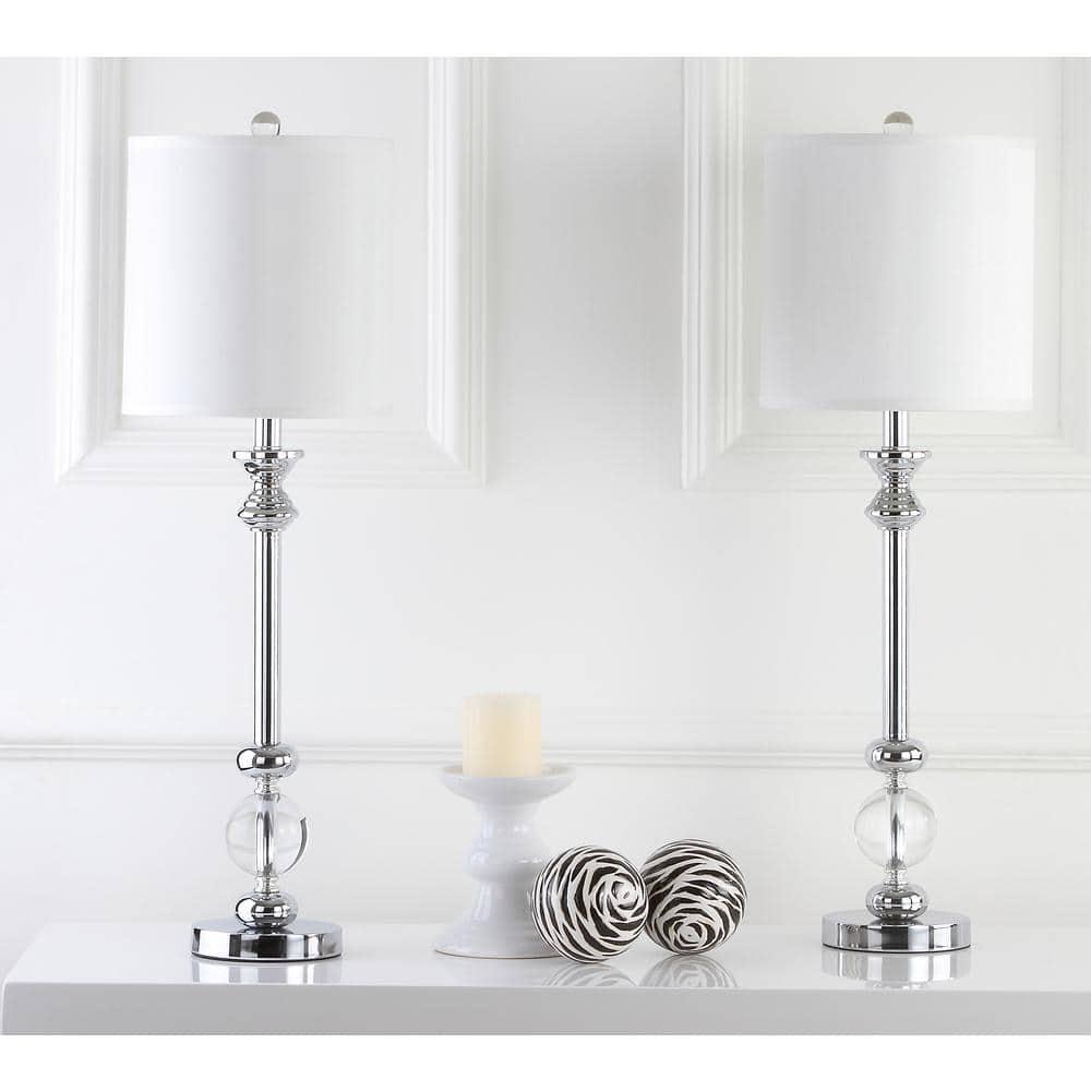 SAFAVIEH Erica 31 in. H Crystal Candlestick Table Lamp, Clear, Set of 2