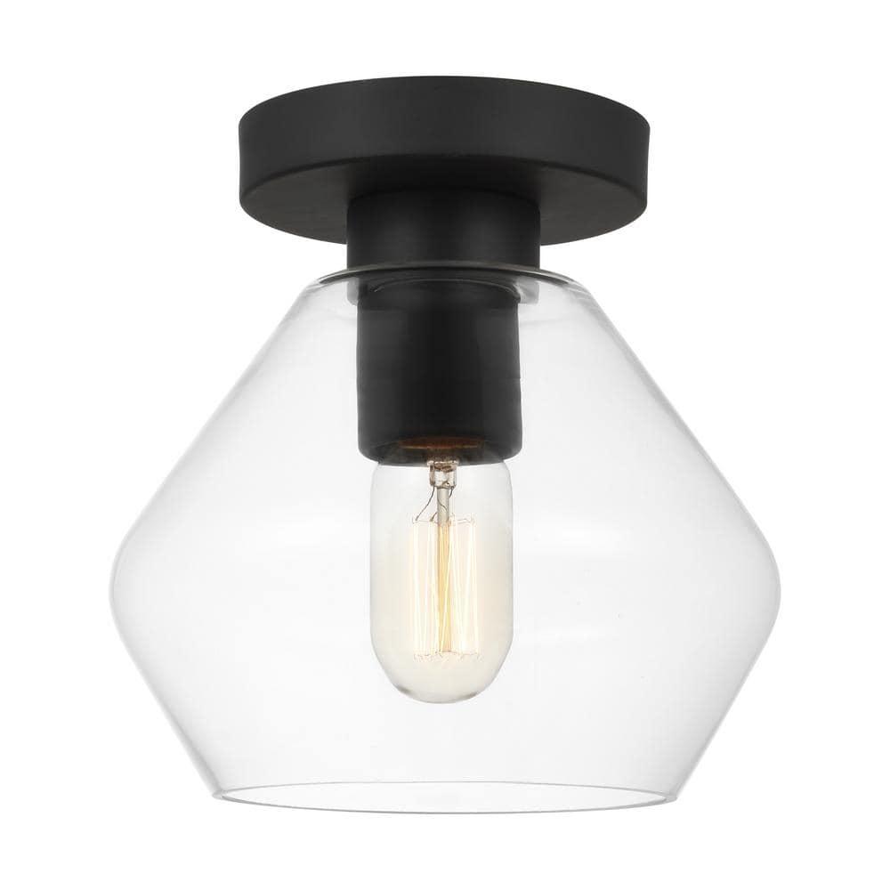 Rooks Single Light Glass Semi Flush Mount