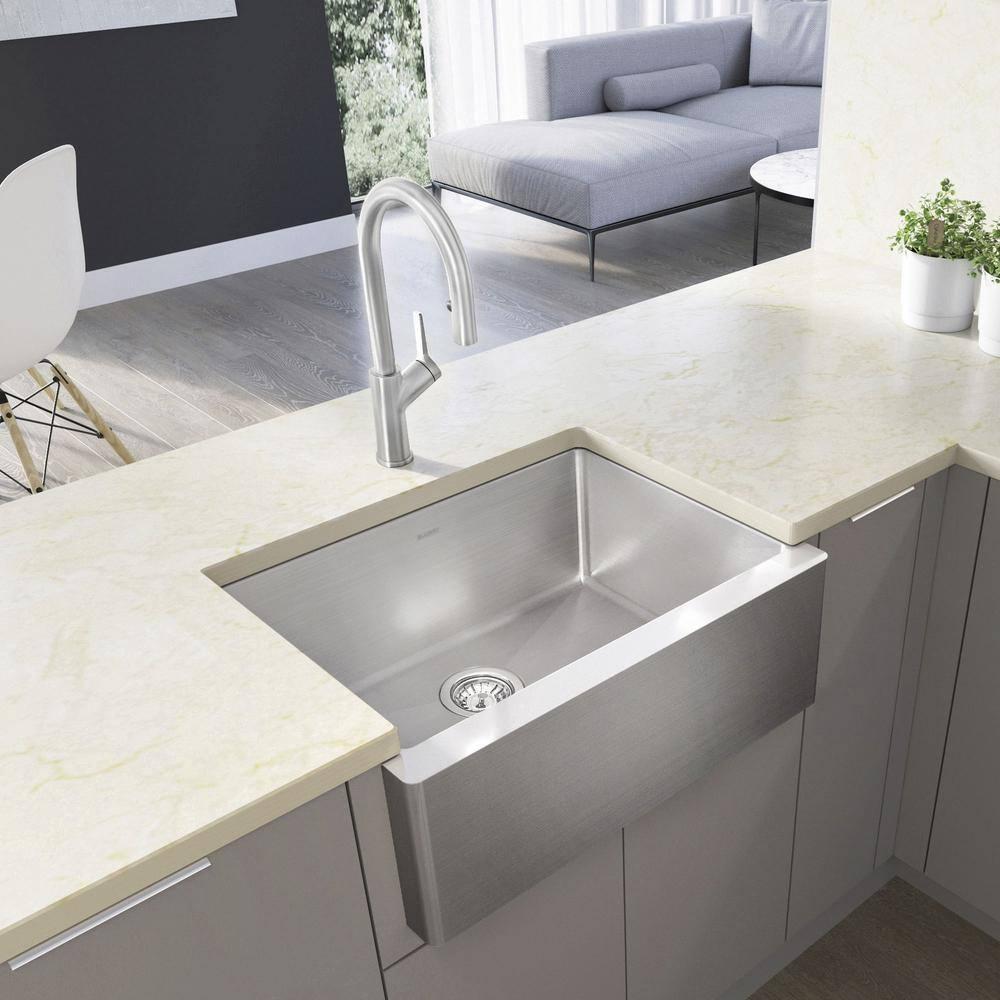 Quatrus 25" L x 19'' W Single Bowl Stainless Steel Farmhouse Sink