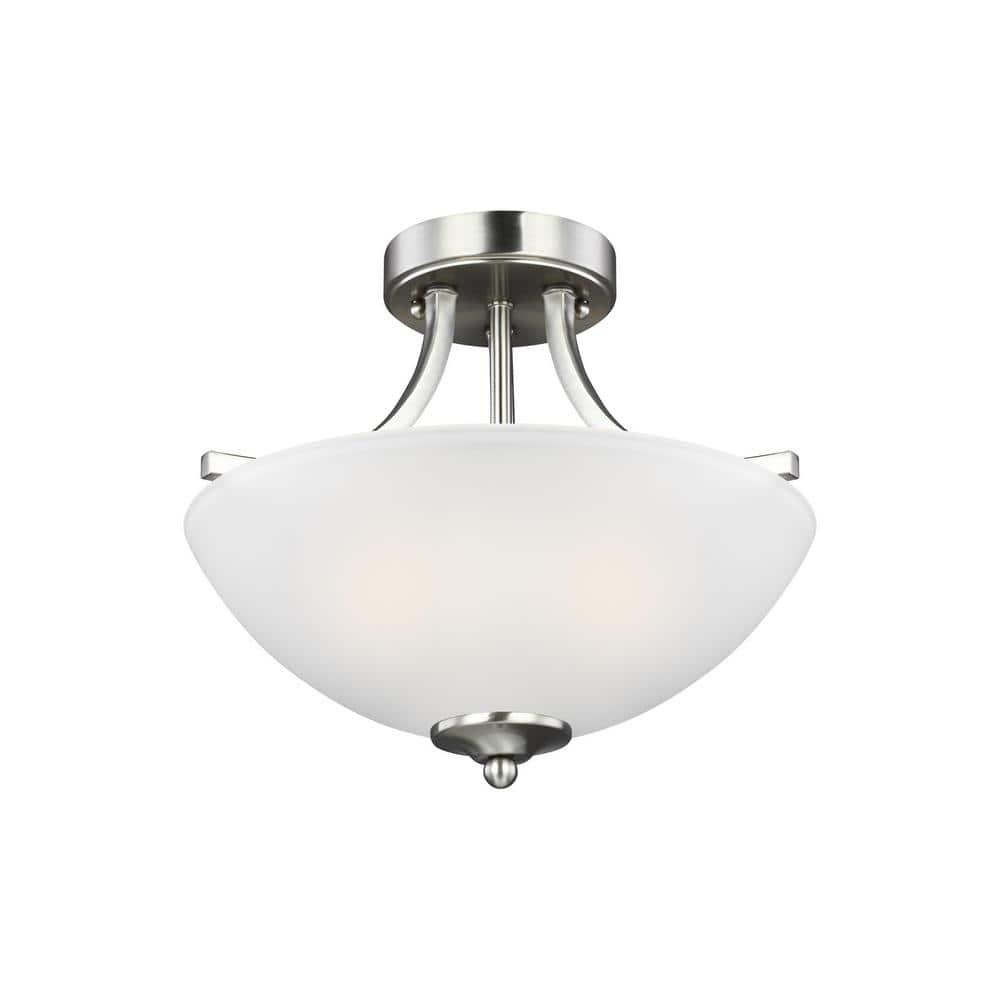 Generation Lighting 7716502EN3-962 Transitional Two Light Semi-Flush Convertible Pendant from Seagull - Geary Collection in Pewter, Nickel, Silver Finish,