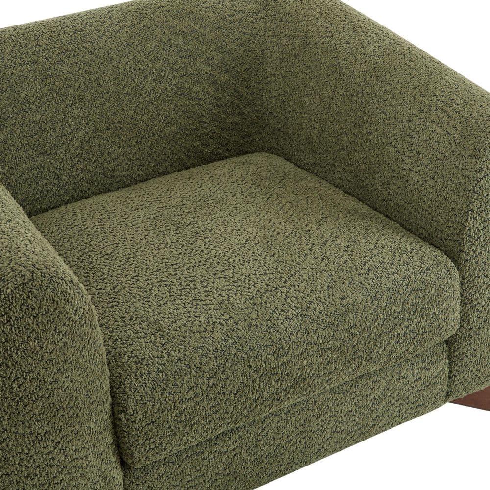 Christopher Knight Home Raymond Birch Wood Boucle Upholstered Club Chair, Olive Green