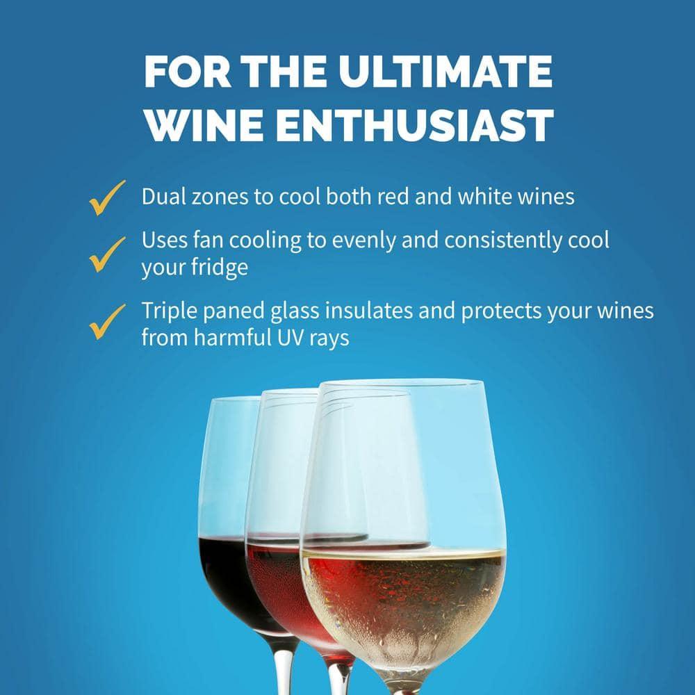 Newair 29 Bottle Stainless Steel Dual Zone Freestanding/Built-In Wine Refrigerator