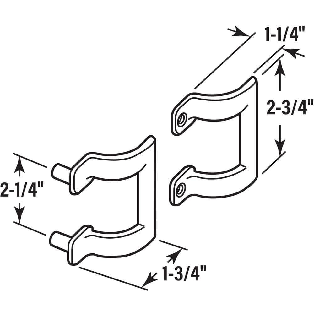 Diecast Shower Door Handle Set for Shower Doors or Tub Enclosure, 2 Hole Center, Chrome (1 Set)